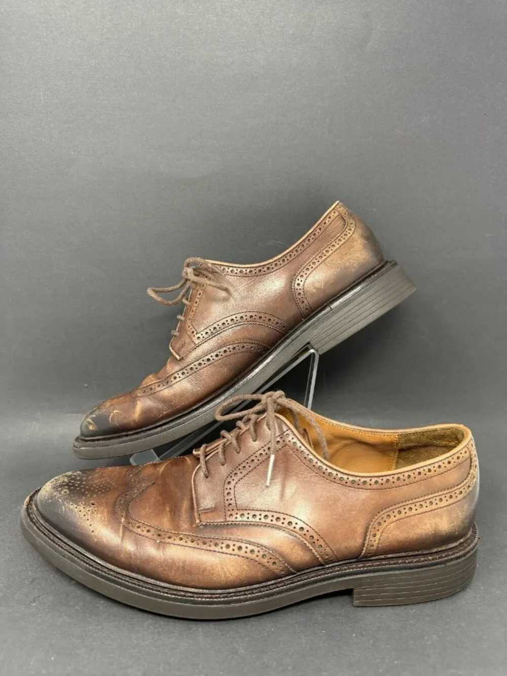 Polo Ralph Lauren Asher Wingtip Oxfords Shoes Mens 10.5D Brown Vibram Sole 17623
